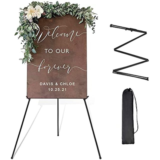 Easel Stand For Wedding Sign Poster 63'' Instant Display Easel For Floor  Adjustable Metal Art Easel Black Tripod Collapsible - Easels - AliExpress